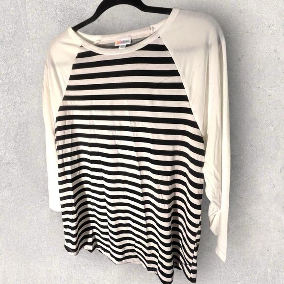Lularoe Women's Randy Baseball Raglan Black/White Stripe Size 2XL-NWT - Picture 1 of 5